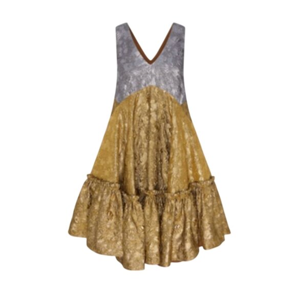 NWOT N°21 Gold & Silver Textured Brocade Mini Dress Womens 40 Small 4 N21 NEW